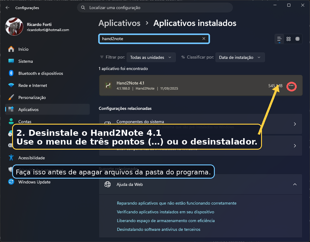 Hand2Note 4.1 em Aplicativos instalados do Windows
