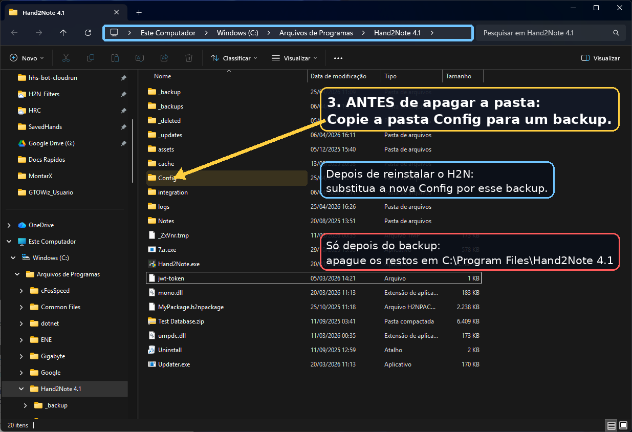 Pasta Config dentro de C:\Program Files\Hand2Note 4.1